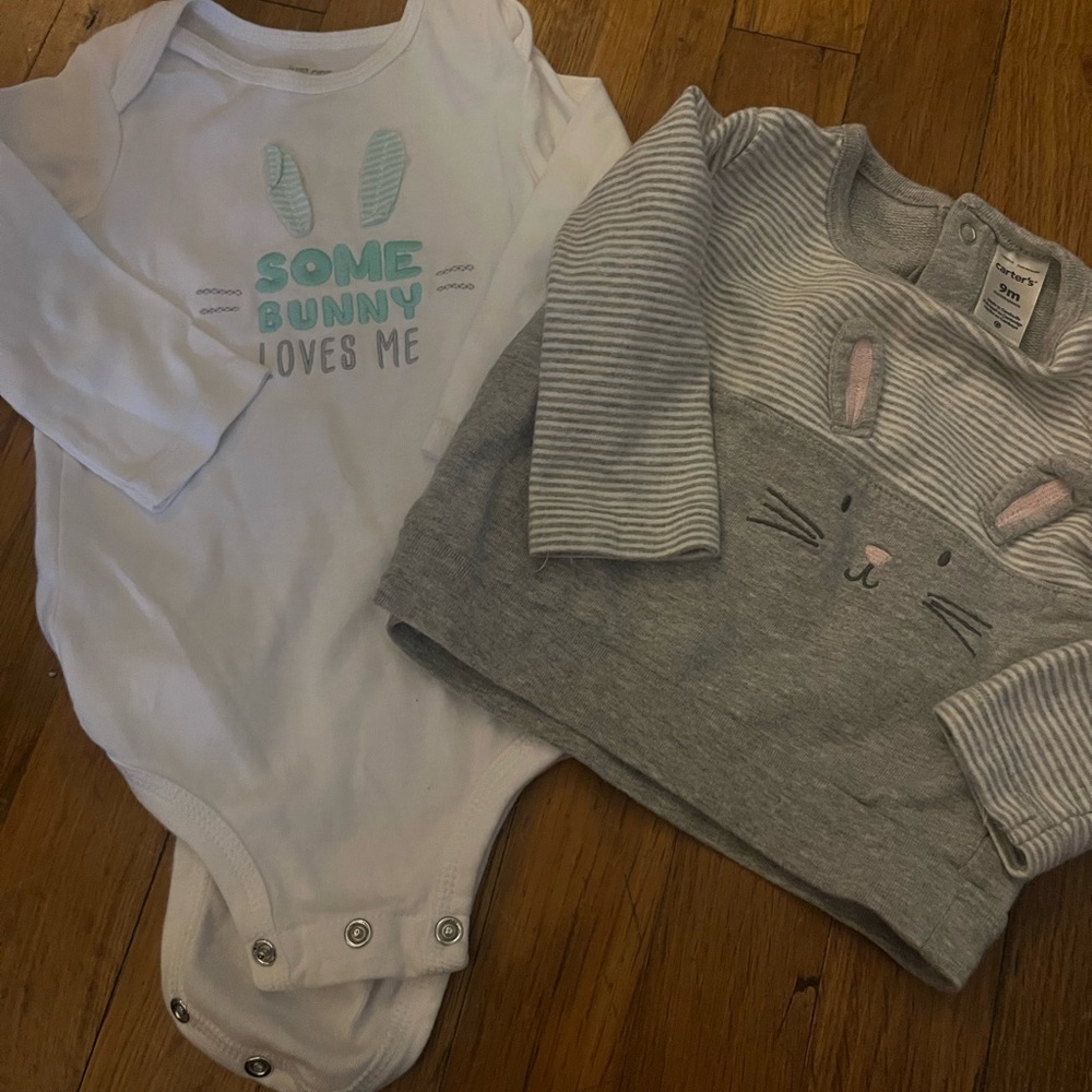 Carter's White and Gray Bunny Matching Set
